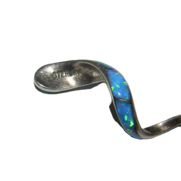 Vintage Andrew Dewa Zuni Signed Spiral Opal Sterling Silver Earrings - Picture 7 of 12